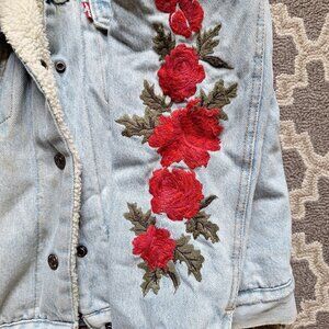 Levi's Sherpa Denim Jacket with Rose Design